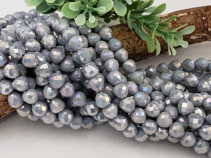 Mystic Grey Strawberry/Teardrop Shape Faceted Crystals - 8mm - 10.5