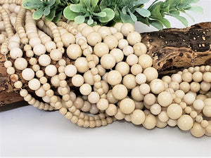 Cream Riverstone Fossil - 6-8mm - 15" Full Strand