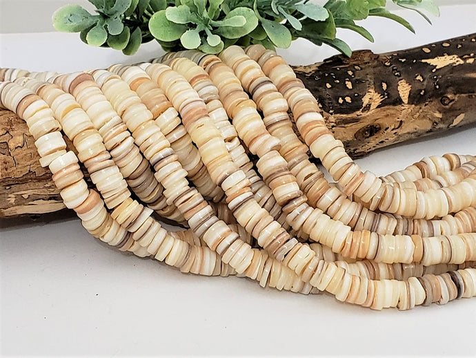 Natural Hand-Cut Heishi Shell Discs