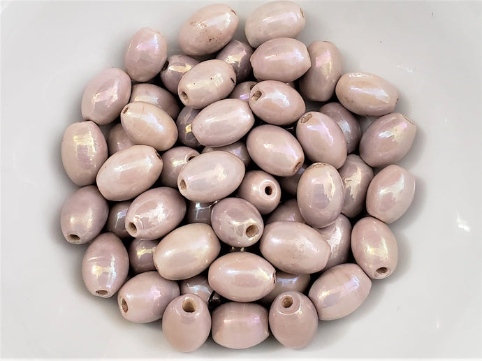 Mystic Pale Lilac Luster Glazed Porcelain Ceramic Beads - 12-14mm - 10pcs