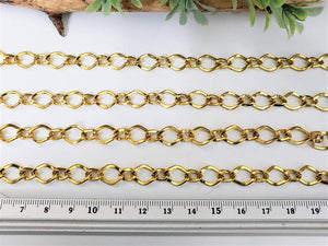 Soldered Gold Twisted Curb Double Link Chain - 10x7mm -6x4mm - 1yd