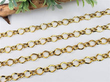 Load image into Gallery viewer, Soldered Gold Twisted Curb Double Link Chain - 10x7mm -6x4mm - 1yd
