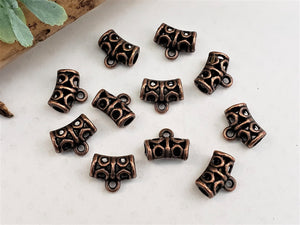 Antique Copper Filigree Curve Tube Bail  - 11x8x2mm - 5pcs