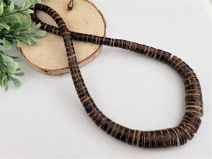 Natural Coconut Gradient Wood Rondelles - 15.5 Full Strand