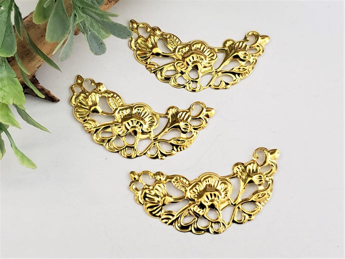 Antique Gold Iron Filigree Connector - 23x45mm - 5pcs