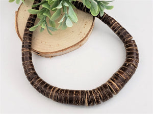 Natural Coconut Gradient Wood Rondelles - 15.5 Full Strand