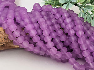 Frosted Lavender Glass Beads - 8mm - 15.5" Strand