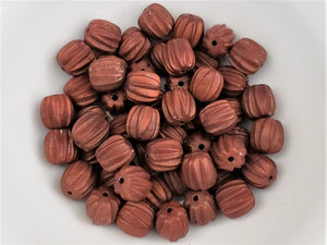 Vintage Retro Lucite Deep Rustic Carved Barrel Art Beads -10x8mm -15pcs