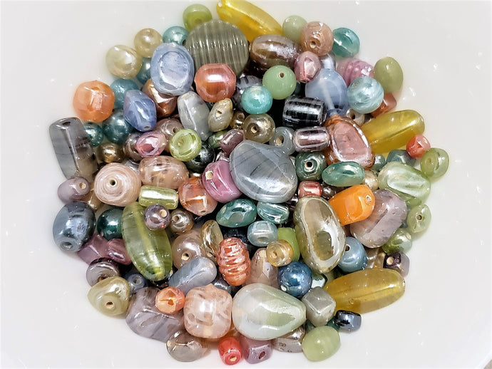 Luster Swirl Striped Indian Glass Bead Mix  - 30pcs