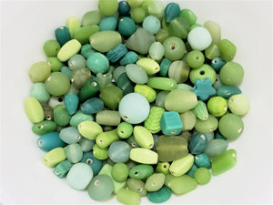 Matte Opaque Sea Green Indian Glass Bead Mix  - 50pcs