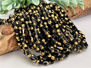 Opaque Black Bronze Faceted Teardrop Crystals - 14" Full Strand