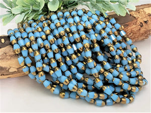 Opaque Orchid Blue Bronze Faceted Teardrop Crystals - 14" Full Strand