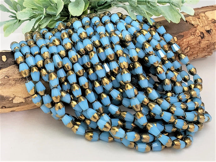 Opaque Orchid Blue Bronze Faceted Teardrop Crystals - 14