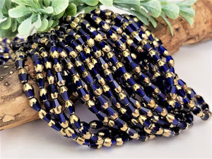 Egyptian Blue Bronze Faceted Teardrop Crystals - 14" Full Strand