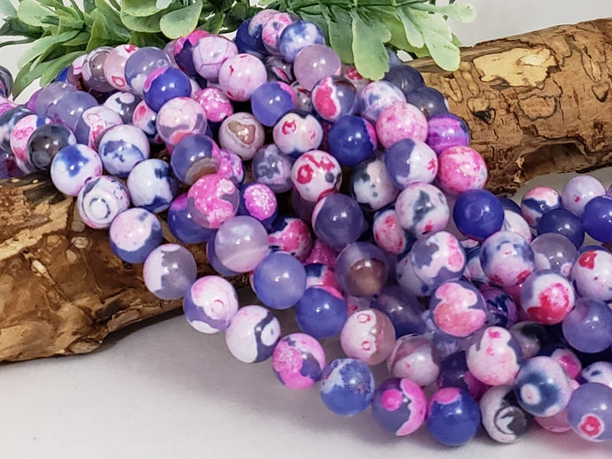 Magenta Very Peri Mix Fire Agate - 8mm - 15