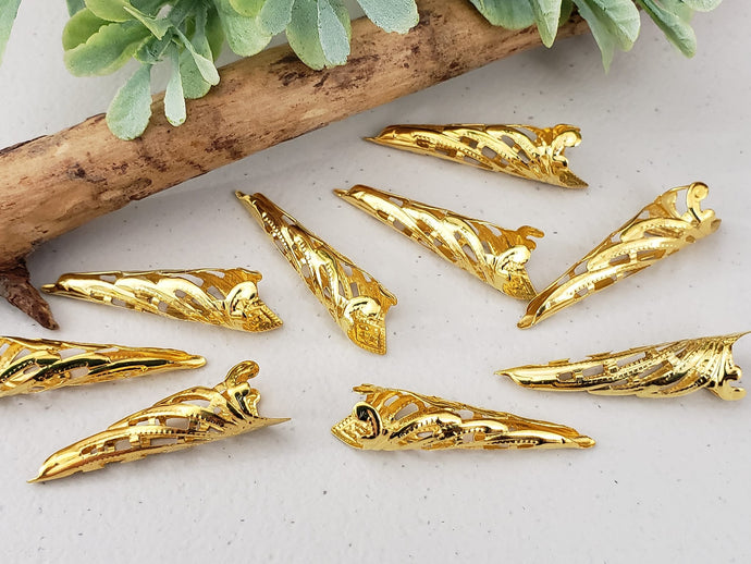 Fancy Antique Gold Filigree Bead Cap / Cone  - 34mm - 10pcs