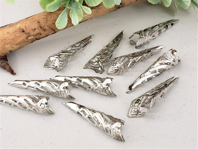 Fancy Silver Filigree Bead Cap / Cone  - 34mm - 10pcs