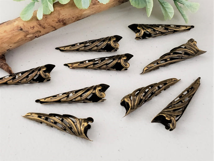 Fancy Antique Brass Filigree Bead Cap / Cone  - 34mm - 10pcs
