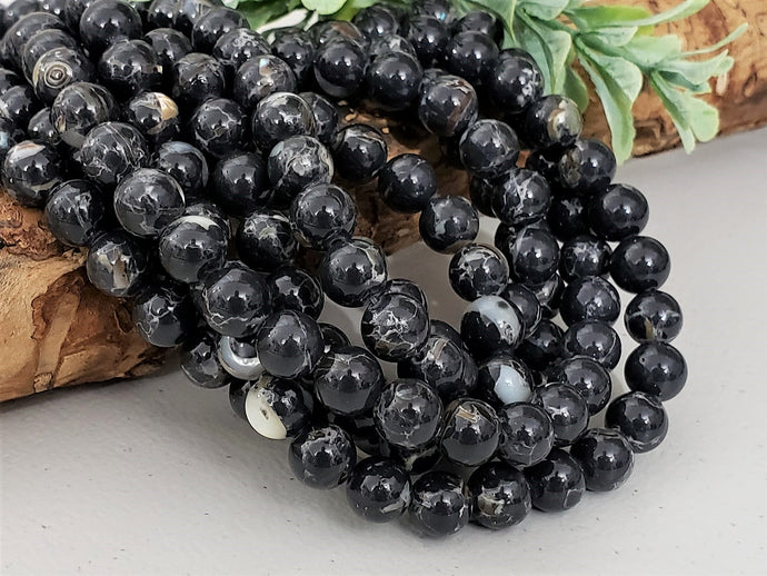 Charcoal Howlite Shell Inlay - 8mm - 16