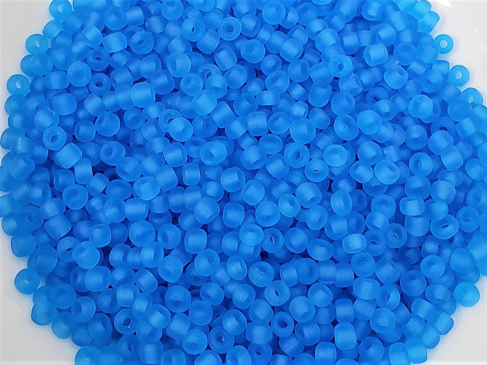 Frosted Azure Blue Seed Bead (Indian)- 25gr - 8/0