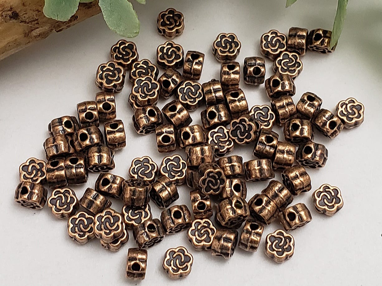 Antique Copper Flower Spacers  - 4mm - 25pcs