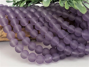 Frosted Lilac Glass Beads - 8mm - 15.5" Strand