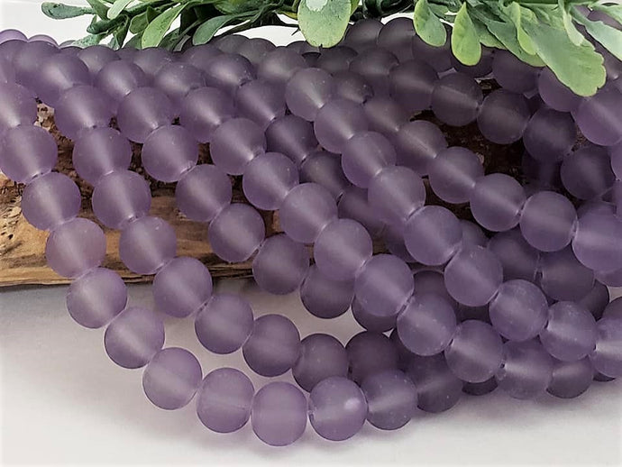 Frosted Lilac Glass Beads - 8mm - 15.5
