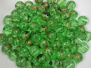 Green Drawbench Gold Drizzle Beads - 8mm - 25pcs