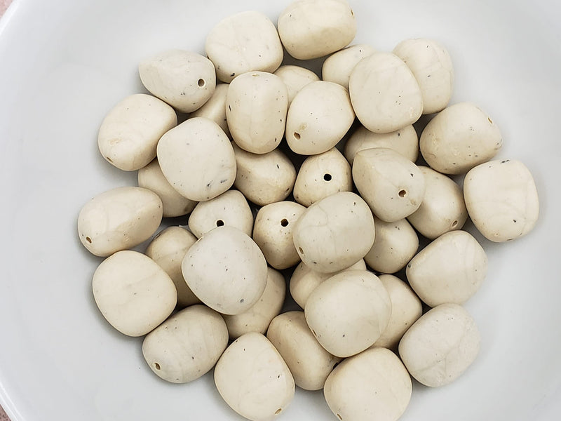 Ivory Pebble Stone Beads - 15x12mm - 20pcs