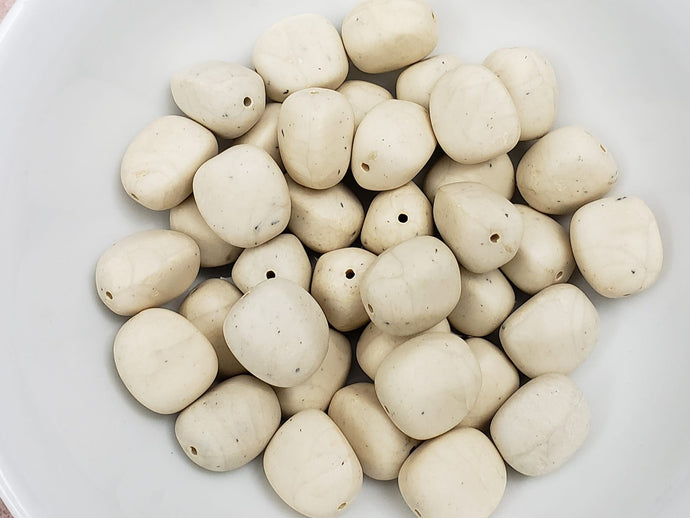 Ivory Pebble Stone Beads - 15x12mm - 20pcs