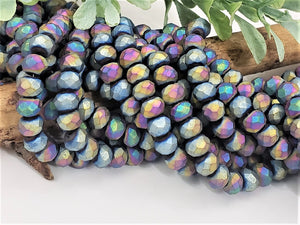 Matte Titanium Faceted Crystal Rondelles - 6x4mm - 17"Str. /100pcs