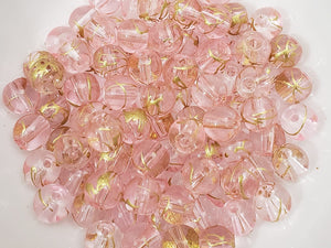 Pink Drawbench Gold Drizzle Beads - 8mm - 25pcs