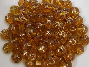 Amber Drawbench Gold Drizzle Beads - 8mm - 25pcs