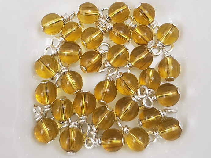 Smooth Amber Glass Charms - 6mm - 10pcs
