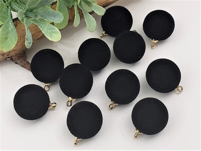 Black Velvet Ball Charms/Drops - 4pcs -  15mm