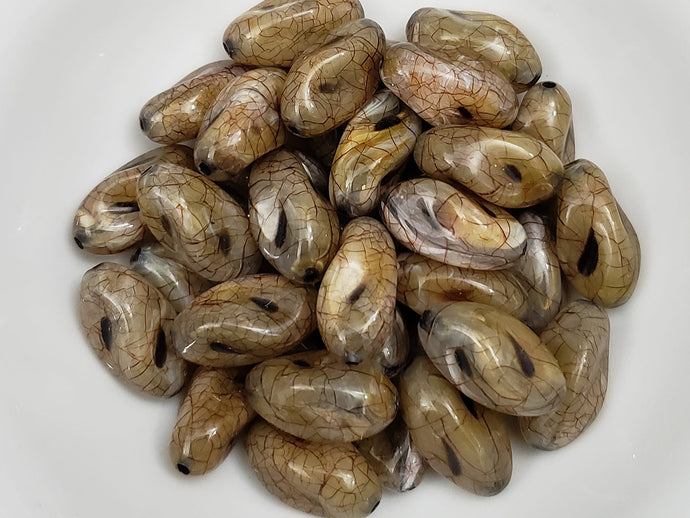 Beige Tone Crackled Twisted Vintage Art Beads - 20x8mm- 20pcs