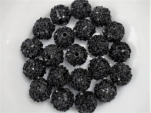 Black Sequence Beads - 12mm- 10pcs