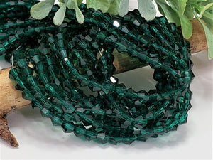 Emerald Faceted Crystal Bicone - 4mm - 14"-15" Strand