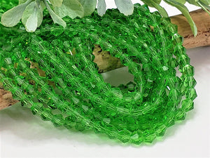 Shamrock Green Faceted Crystal Bicone - 4mm - 14"-15" Strand