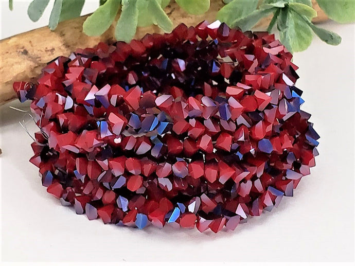 Mystic Blue Red Triangle Crystals - 3mm - 14