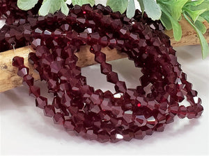 Merlot Faceted Crystal Bicone - 4mm - 14"-15" Strand