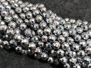 Antique Silver Faceted Hematite - 6mm ** Half or Full Strand **