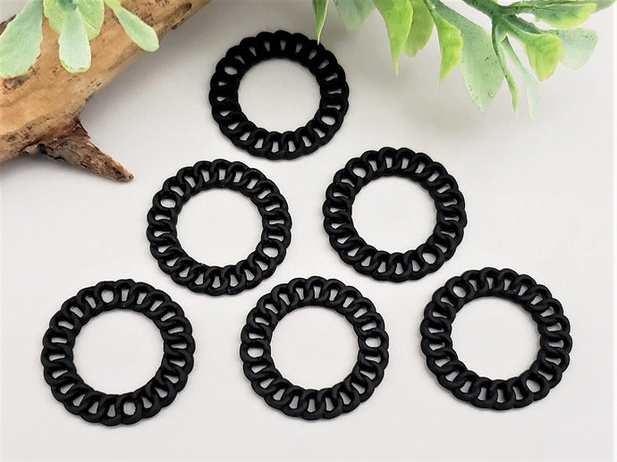 Matte Black Ring Connectors - 20mm - 6pcs