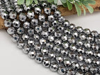 Silver Checkered Cut Hematite - 8mm - 7.5" Strand/Loose
