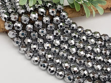 Load image into Gallery viewer, Antique Silver Faceted Hematite - 8mm ** Half or Full Strand **

