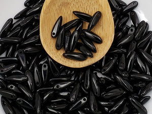 Jet Black  - 11x3mm Czech Mini Daggers