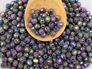Metallic Purple Iris - 4mm Czech Faceted Fire Polished