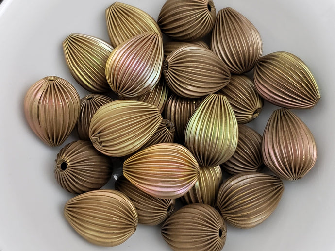 Retro Fluted Rainbow Aluminum Teardrop Beads-  20x15mm - 10pcs