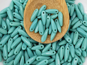Opaque Turquoise  - 11x3mm Czech Mini Daggers