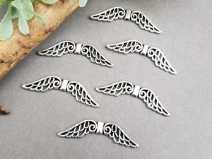 Silver Filigree Angel Wing Connector - 30mm - 4pcs